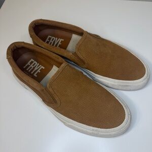 FRYE shoes men’s ludlow slip on sneakers white brown size 9.5
